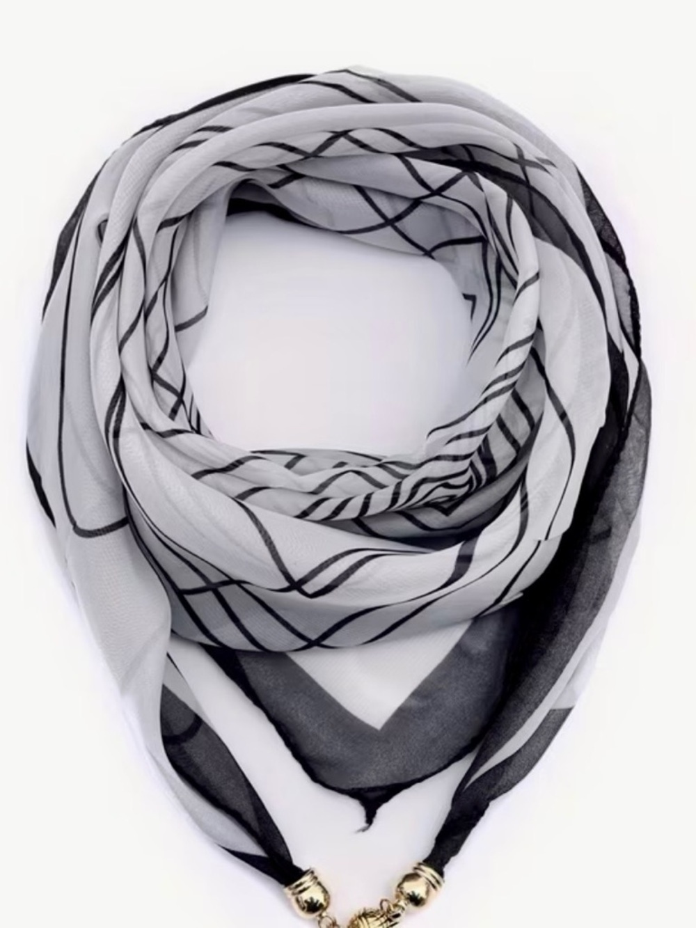 Lightweight Black & White Patterned Women's Scarf